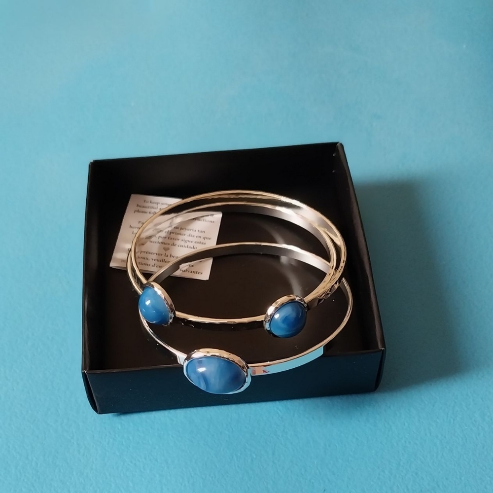 Avon serenity blue stone silver tone 3-piece bracelet set